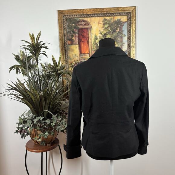 Talbots Women Black Jacket 12P Long Sl Collar Notch Clueless Preppy Office Siren - Picture 3 of 11